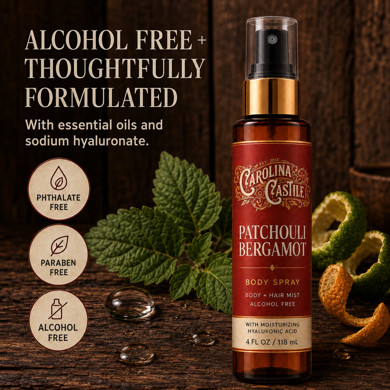 Patchouli Bergamot Body Spray & Hair Mist, 4 oz