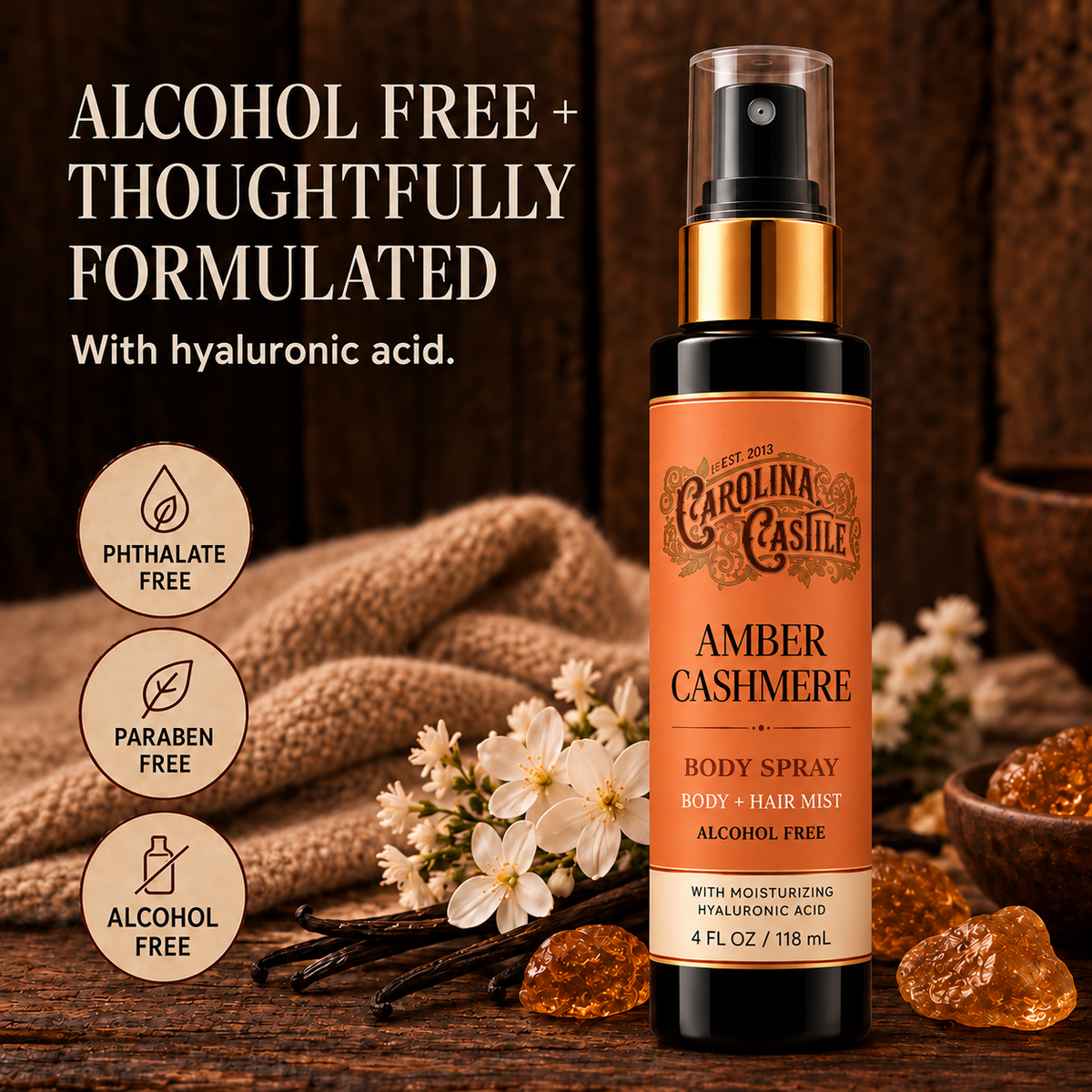 Amber Cashmere Body Spray & Hair Mist, 4 oz