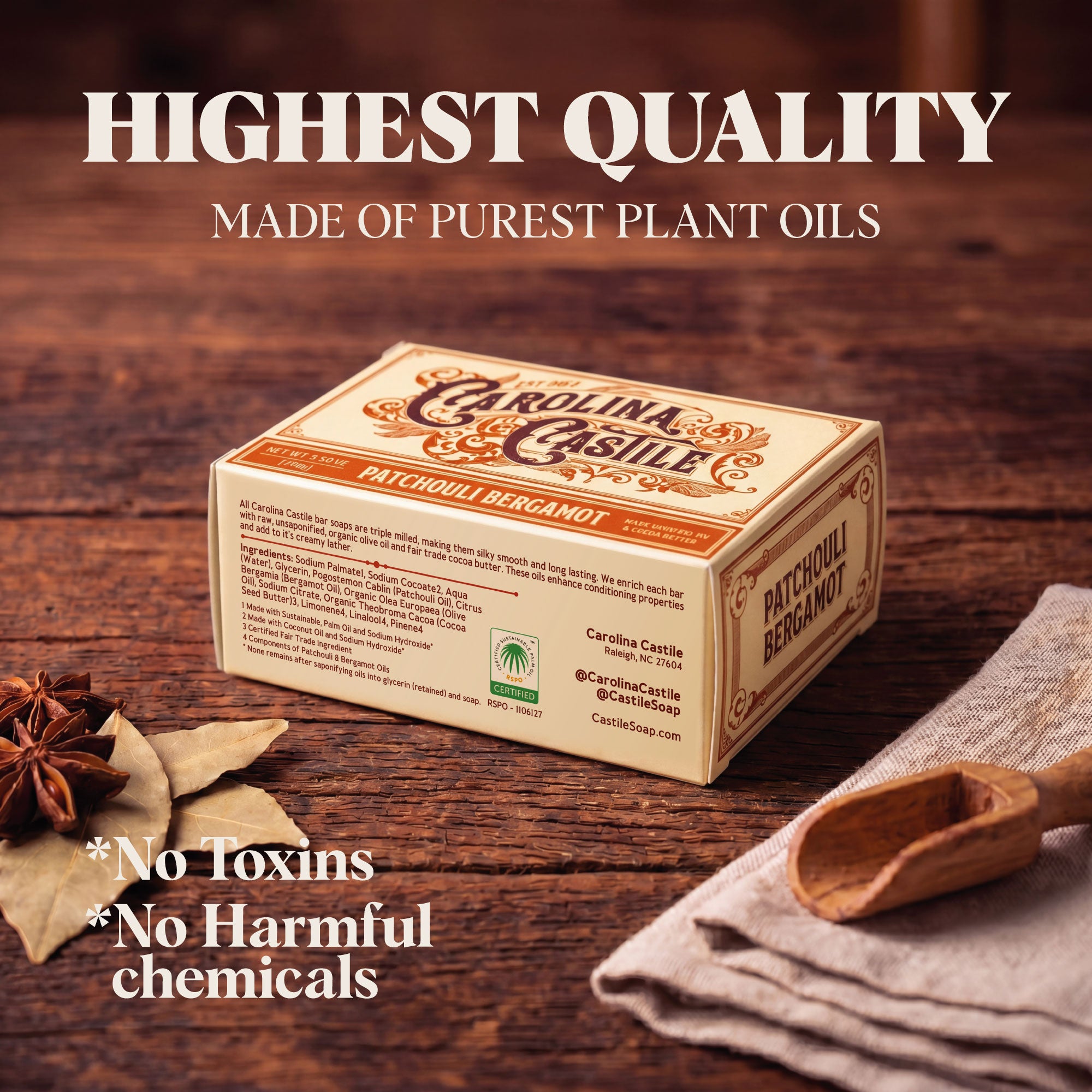 Patchouli Bergamot Castile Bar Soap
