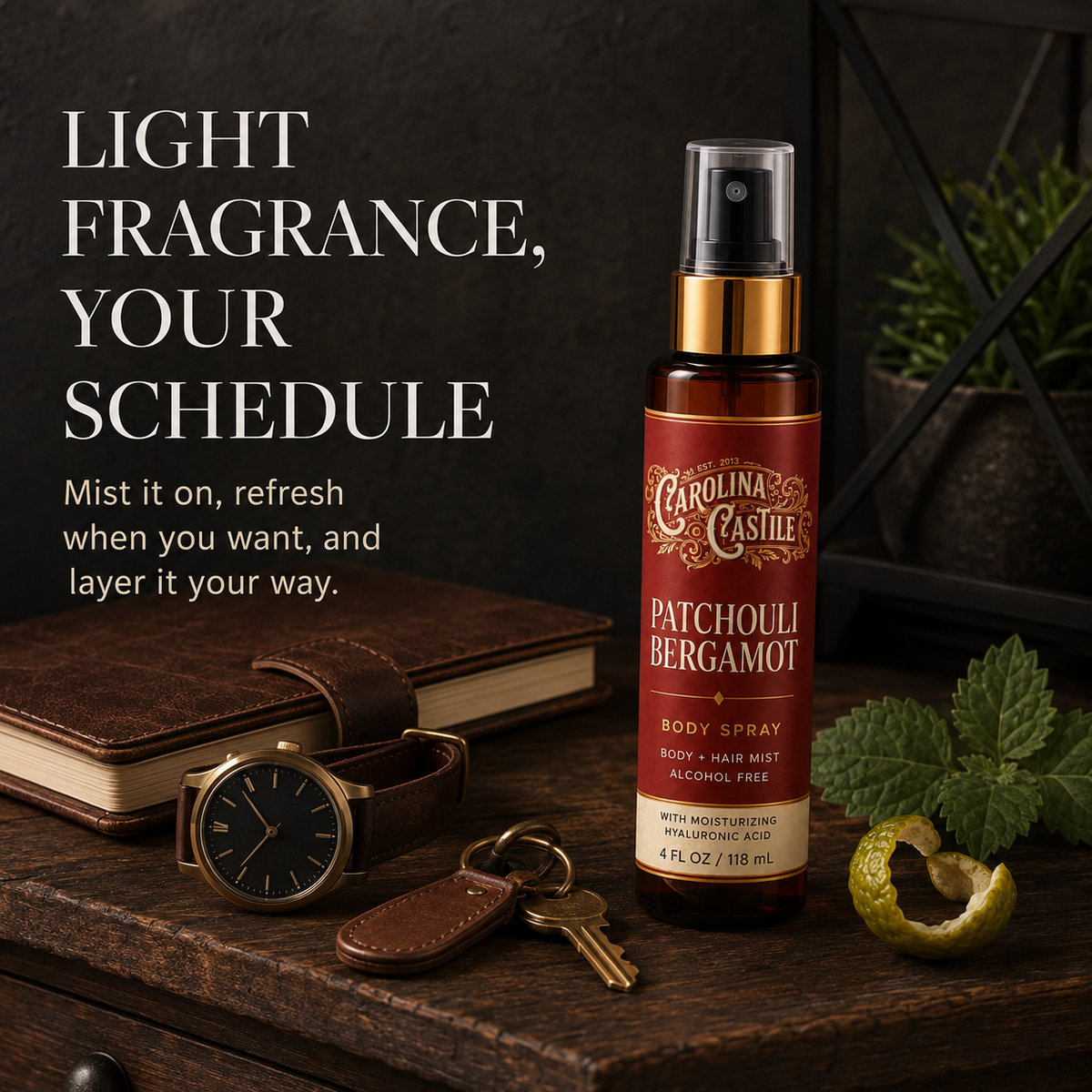 Patchouli Bergamot Body Spray & Hair Mist, 4 oz