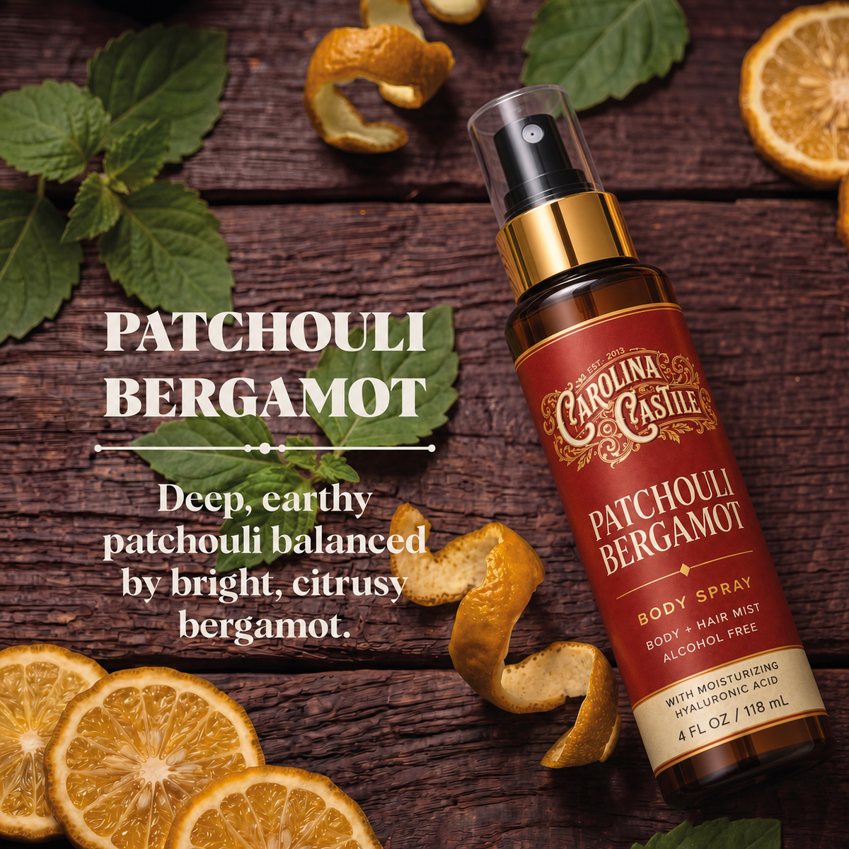 Patchouli Bergamot Body Spray & Hair Mist, 4 oz