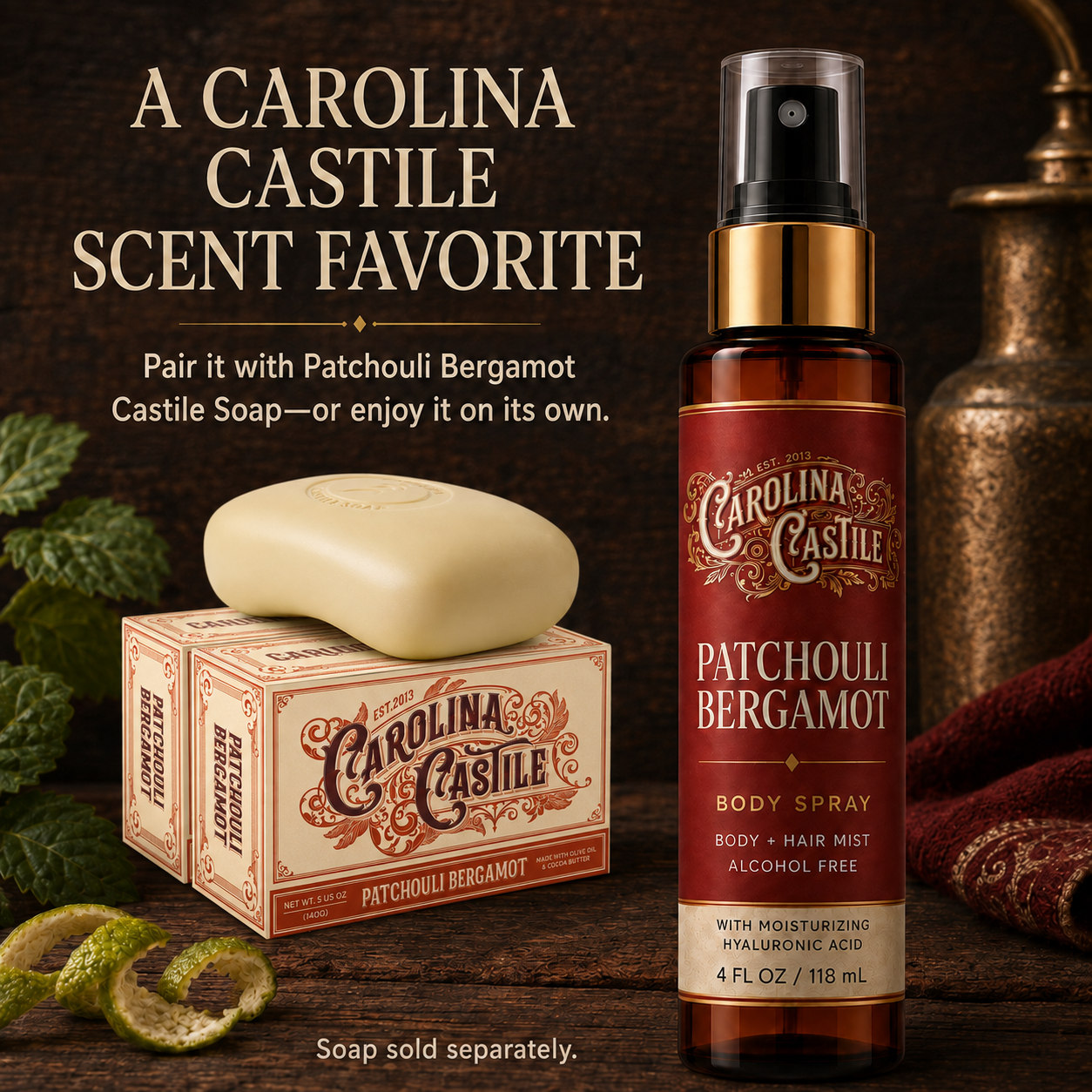 Patchouli Bergamot Body Spray & Hair Mist, 4 oz