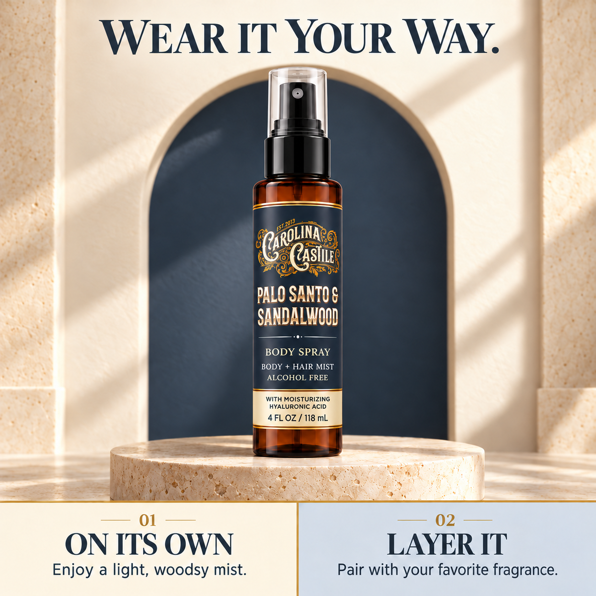 Palo Santo & Sandalwood Body Spray & Hair Mist, 4 oz