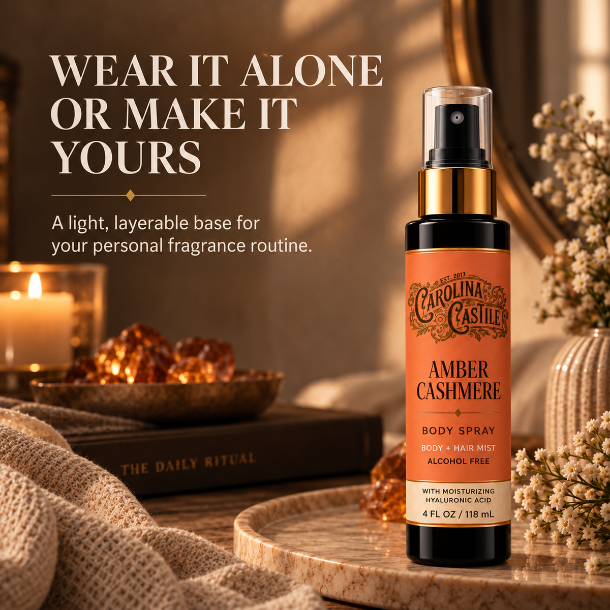 Amber Cashmere Body Spray & Hair Mist, 4 oz