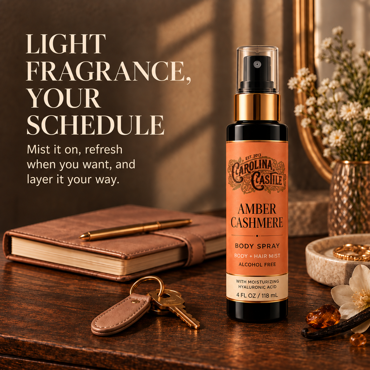 Amber Cashmere Body Spray & Hair Mist, 4 oz