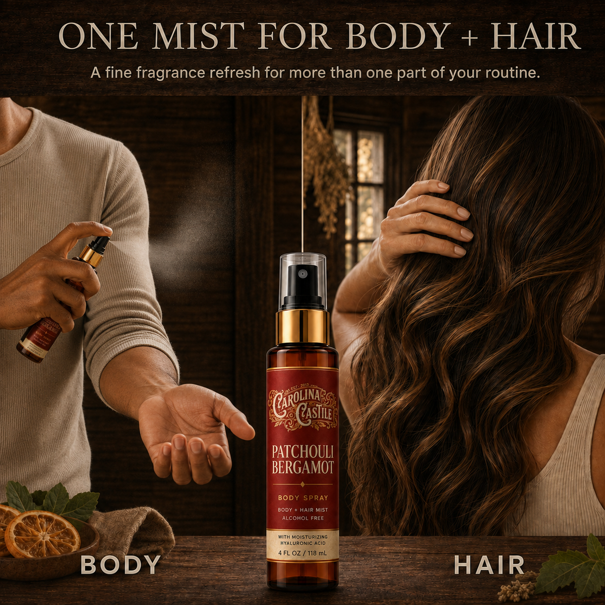Patchouli Bergamot Body Spray & Hair Mist, 4 oz