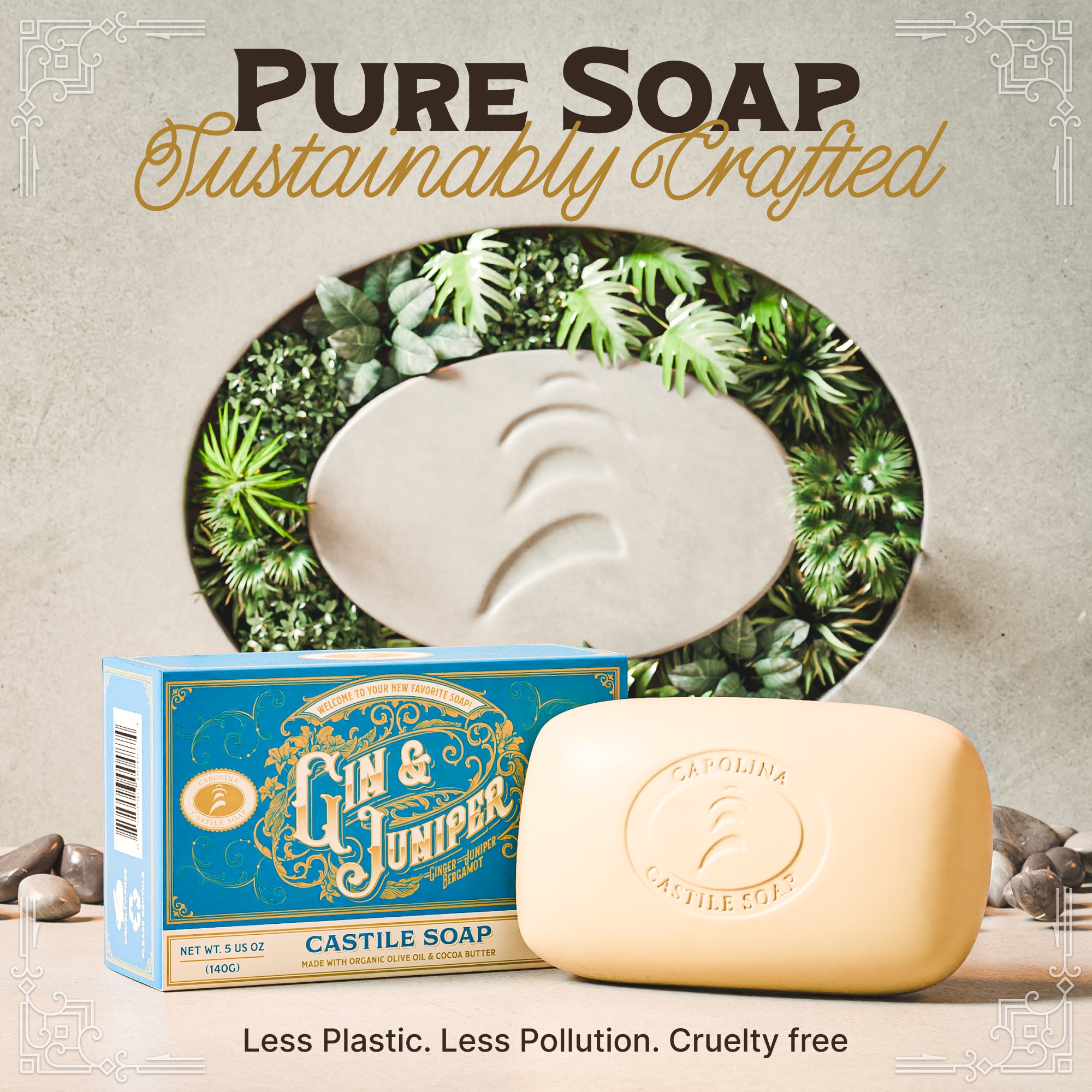 Gin & Juniper Castile Bar Soap - 6 Bars